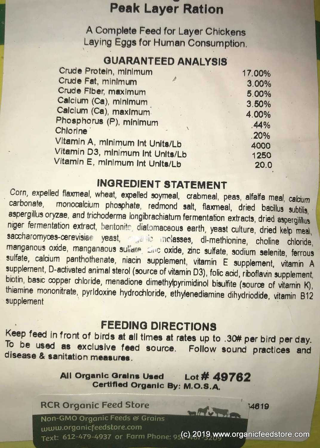 Organic Layer Feed for Chickens | MN RCR Organic Feed Store