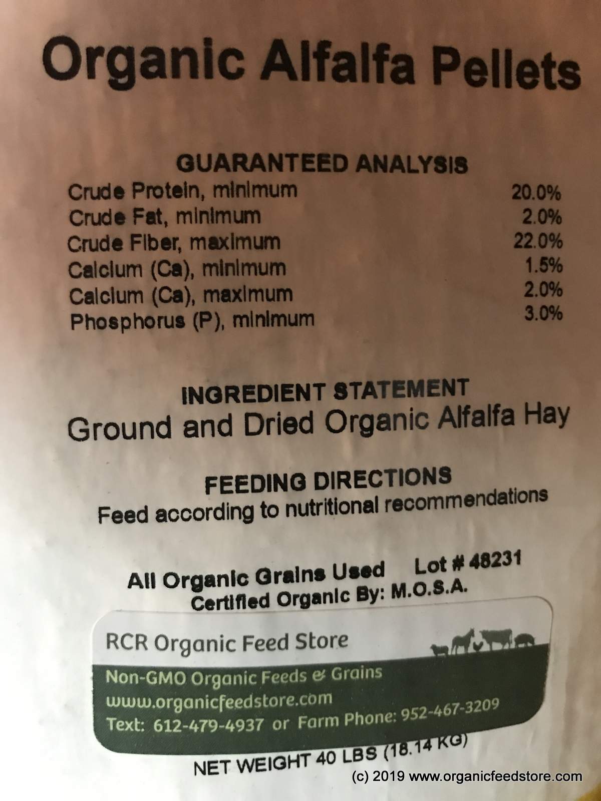 Alfalfa Pellets Organic livestock feed certified