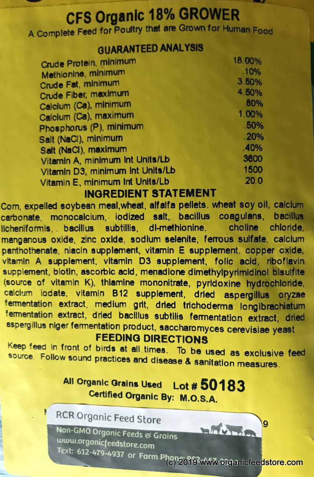 Closeup of Organic Broiler Grower 18% Ground RCR Organic Feedstore Hamburg MN