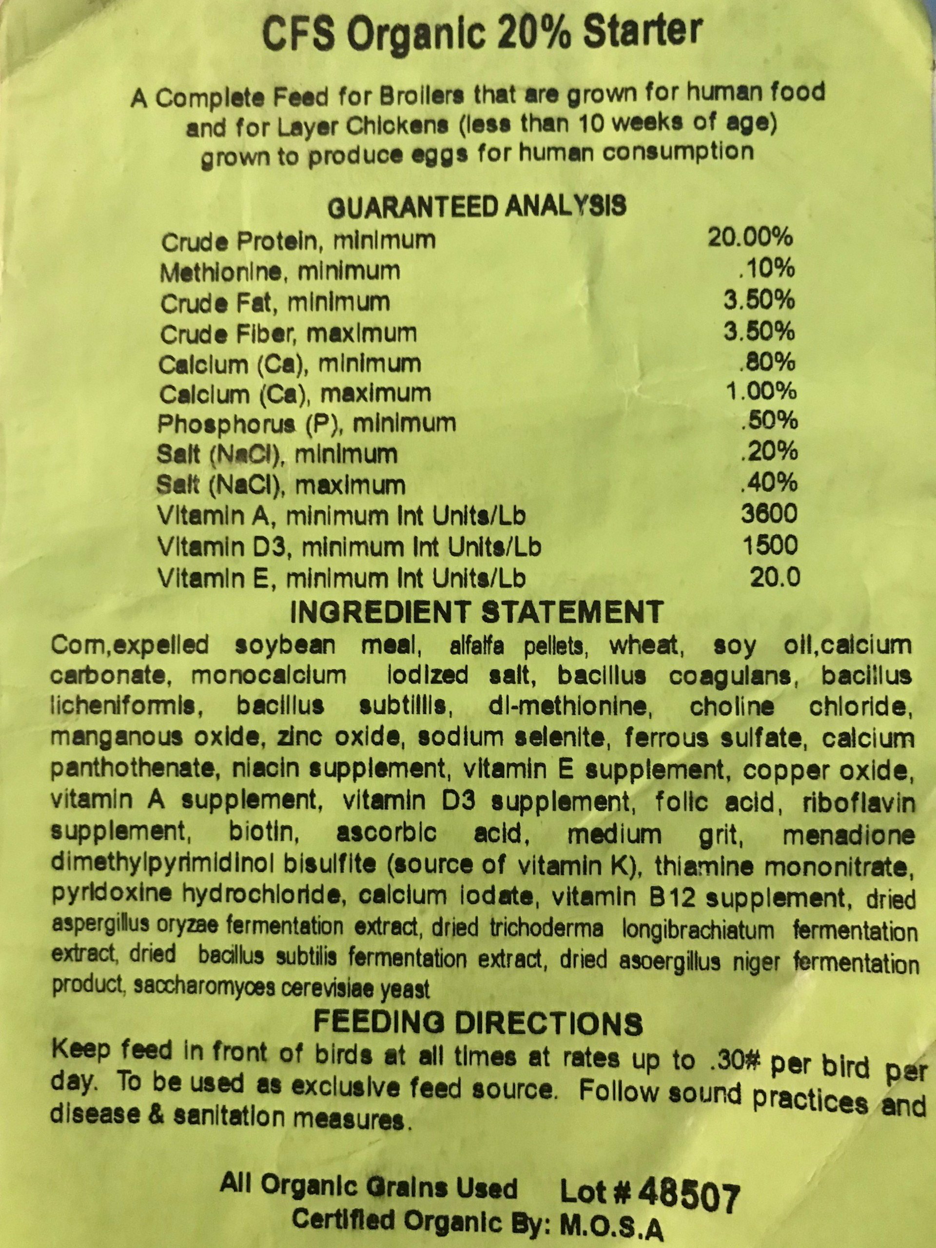 Organic Chick Starter 22% Ground Feed for Poultry