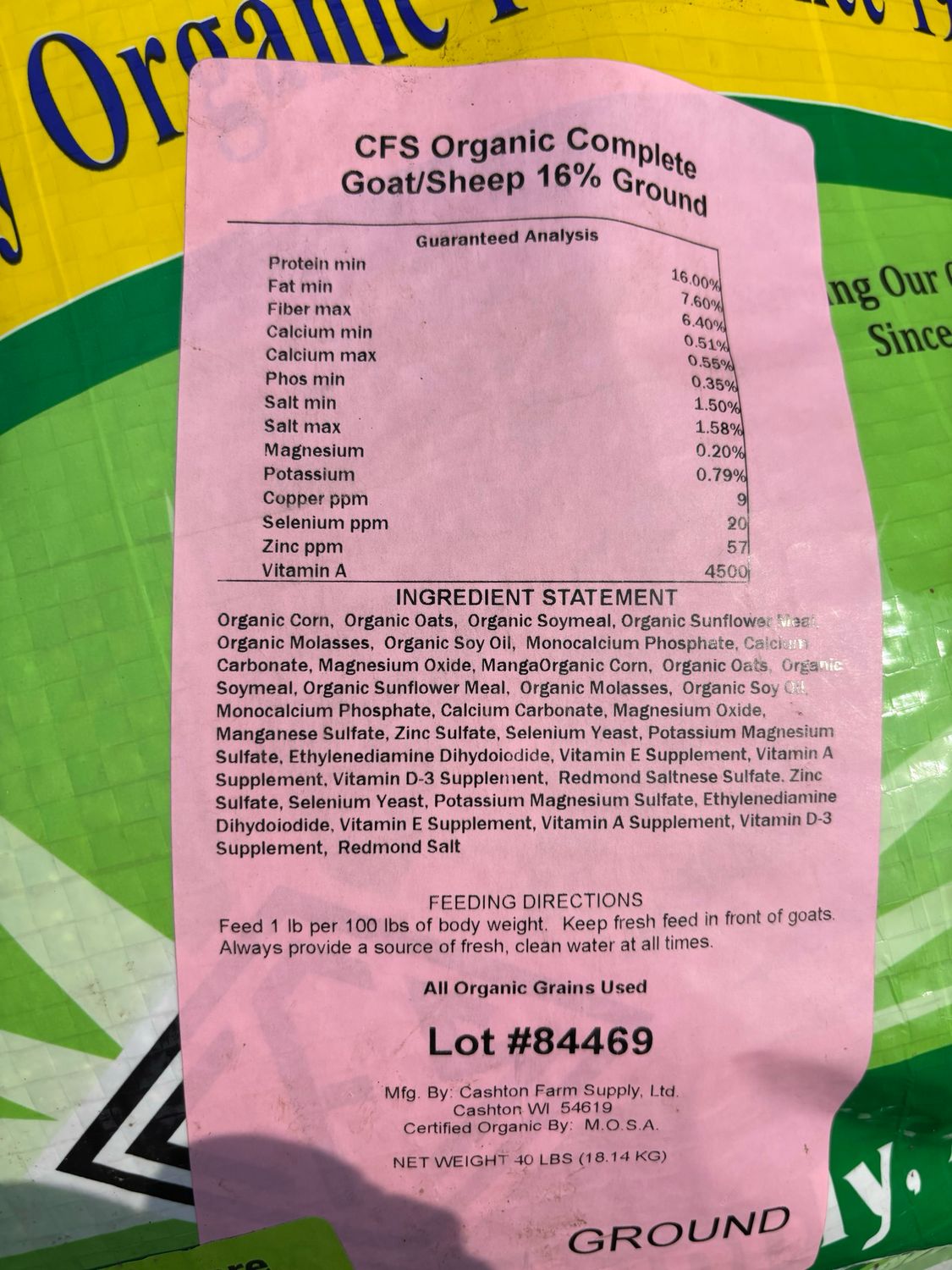 Organic Goat & Sheep Complete 16% Protein Ground