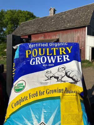 Poultry Grower Feed 18 Ground RCR Organic Grower 18 Ground Feed bag, available for on‑farm pickup in Hamburg, Minnesota