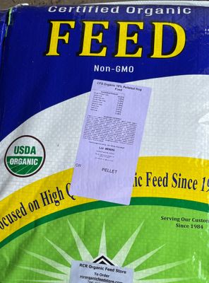 Hog Feed Complete 16 Ground “RCR Organic Hog 16 Pelleted Feed bag, available for on‑farm pickup in Hamburg, Minnesota.”