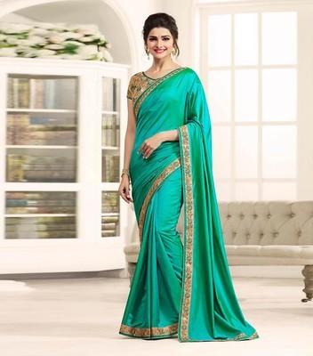 Wkart Green Designer Paper Silk Embroidered Saree