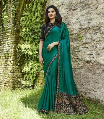 Wkart Green Sana Silk Designer Bollywood Saree