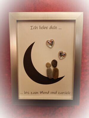 Steinbild "Ich liebe dich bis zum Mond..."