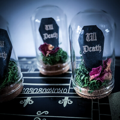 Till Death Coffin & Rose Petals Curio Jars - Valentines Or Wedding Favours
