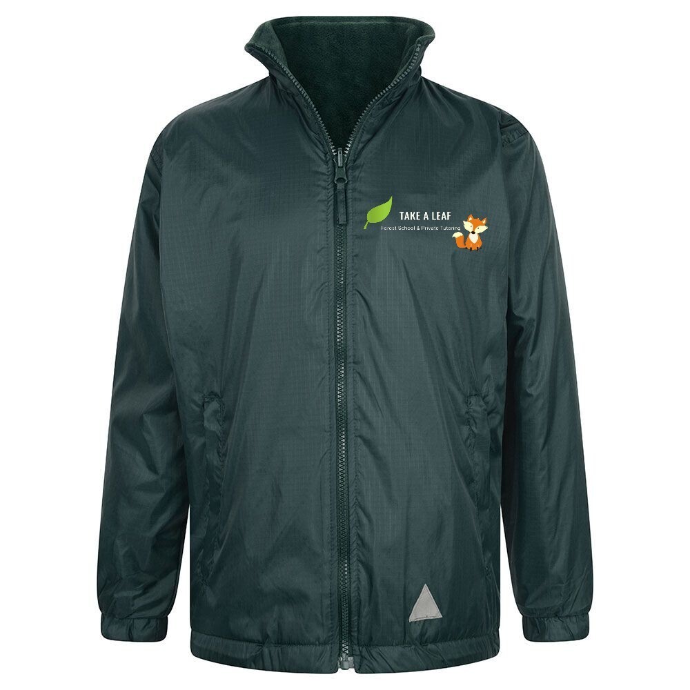 Reversible fleece lined jacket with embroidered logo