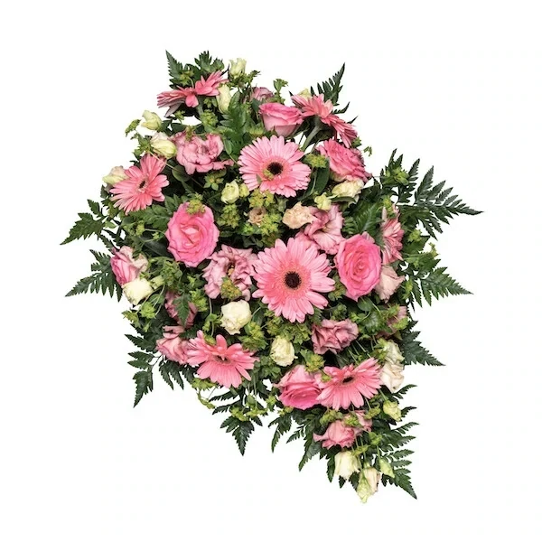 Klassikaline leinaseade roosade lilledega