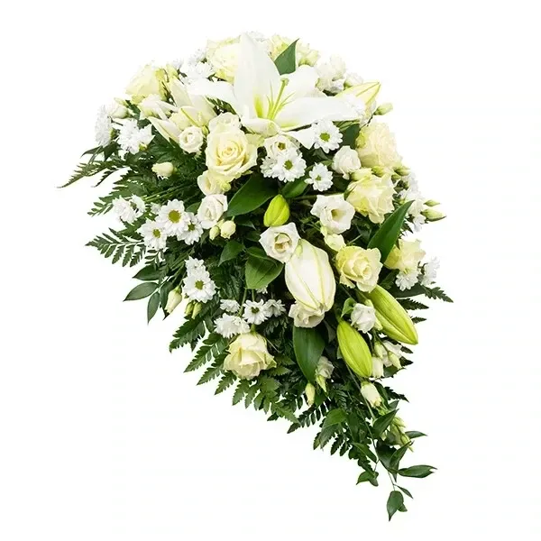 Klassikaline leinaseade valgete lilledega