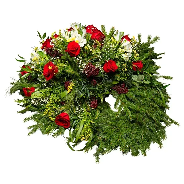 Südamlik pärg punastes toonides