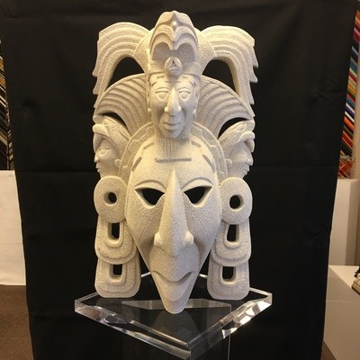 Mayan god mask in White
