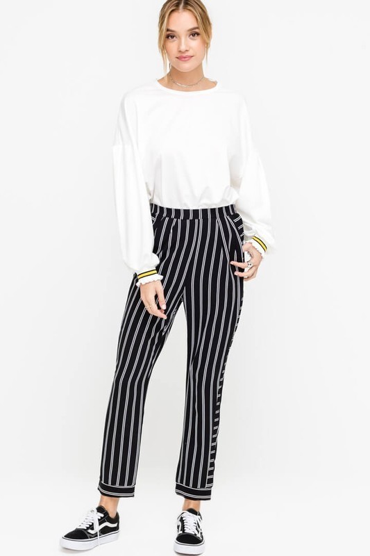 Linda Tapered Striped Pants