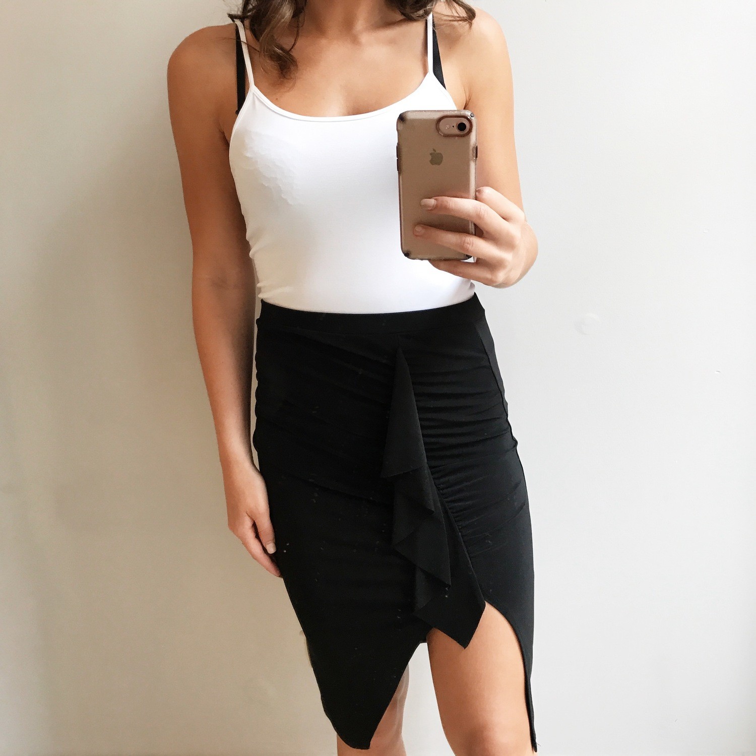 Cynthia Ruffle Trim Skirt Black