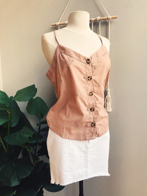 Ava Button Down Eyelet Cami