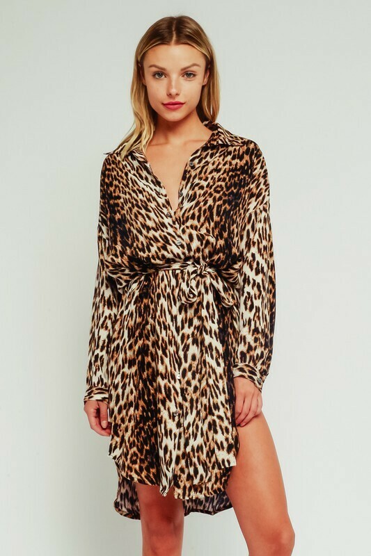 Leopard Belted Shirt Dress