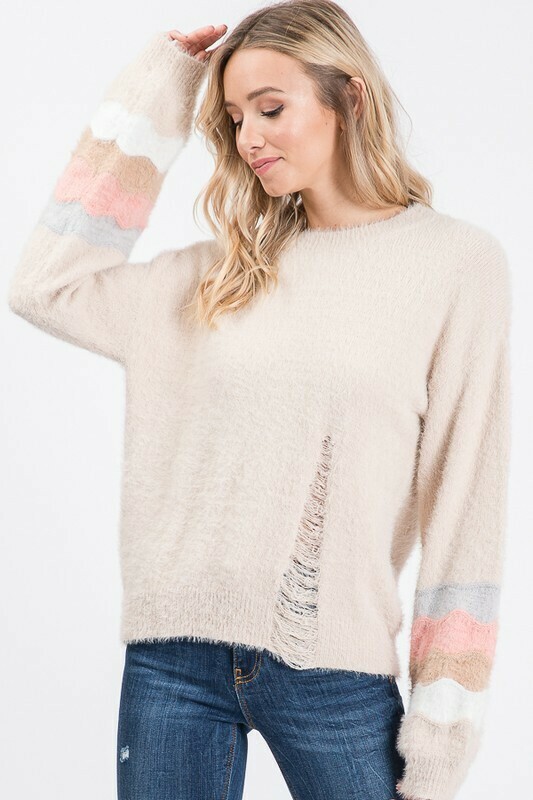 Tiana Distressed Stripe Sweater
