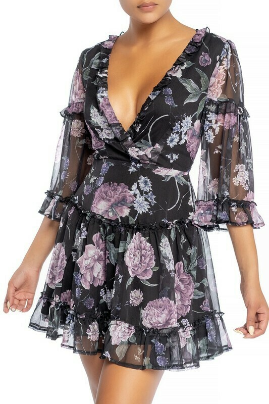 Pamela Vintage Floral Lace Back Dress