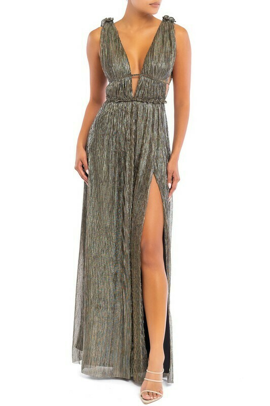 Crystal Crinkle Grecian Maxi Dress