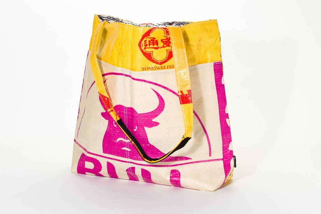 Pink Bull Yellow Barrel Tote Bag