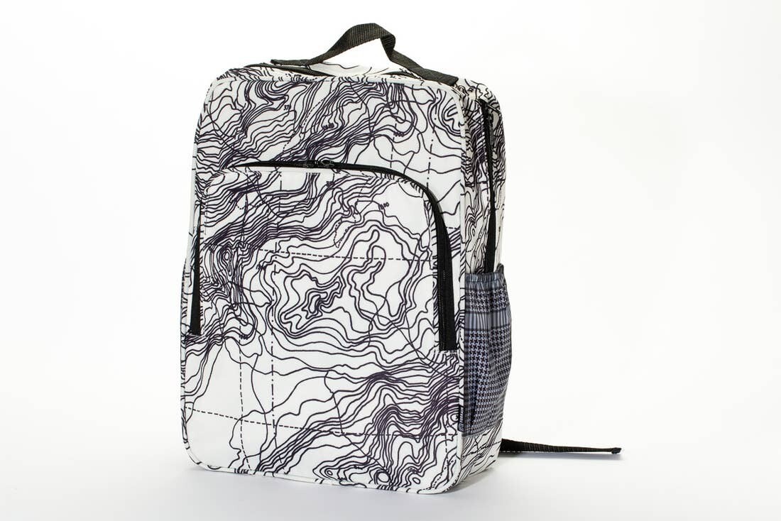 White Topography Square Backpack