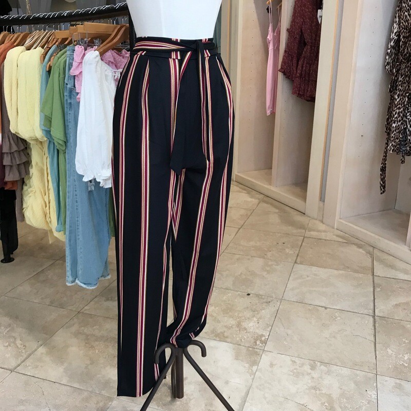 Striped Belted Pants