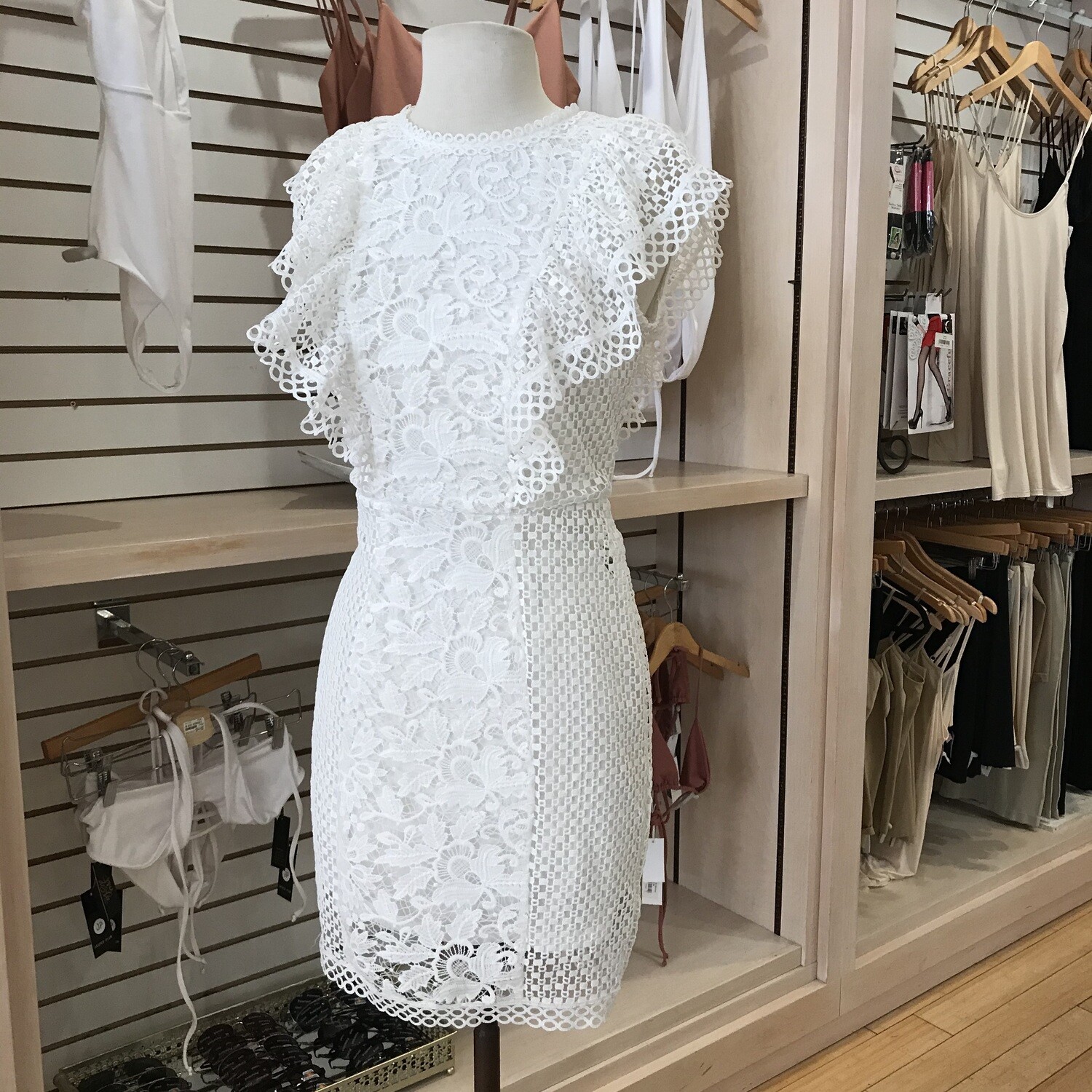 Crochet Mix Ruffle Mini Dress