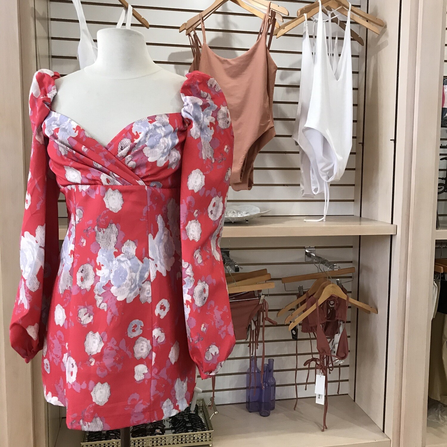 Faded Florals Puff Sleeve Dress