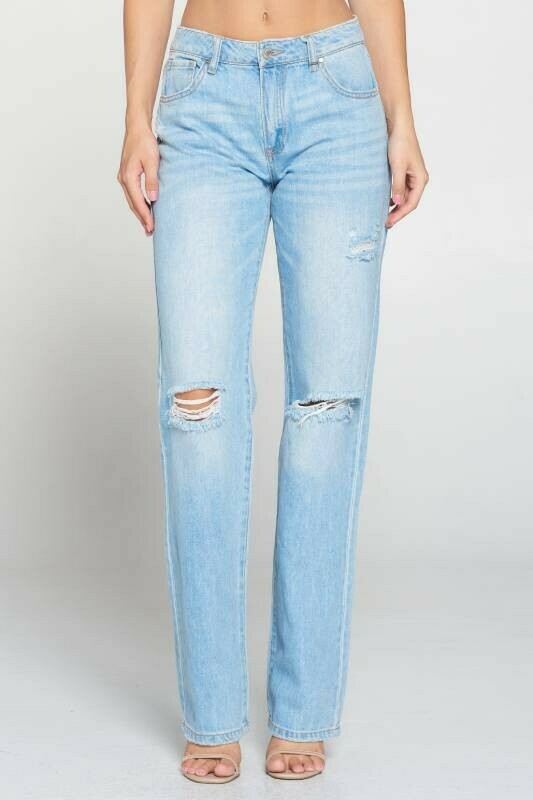 Slouch Straight Long Jeans