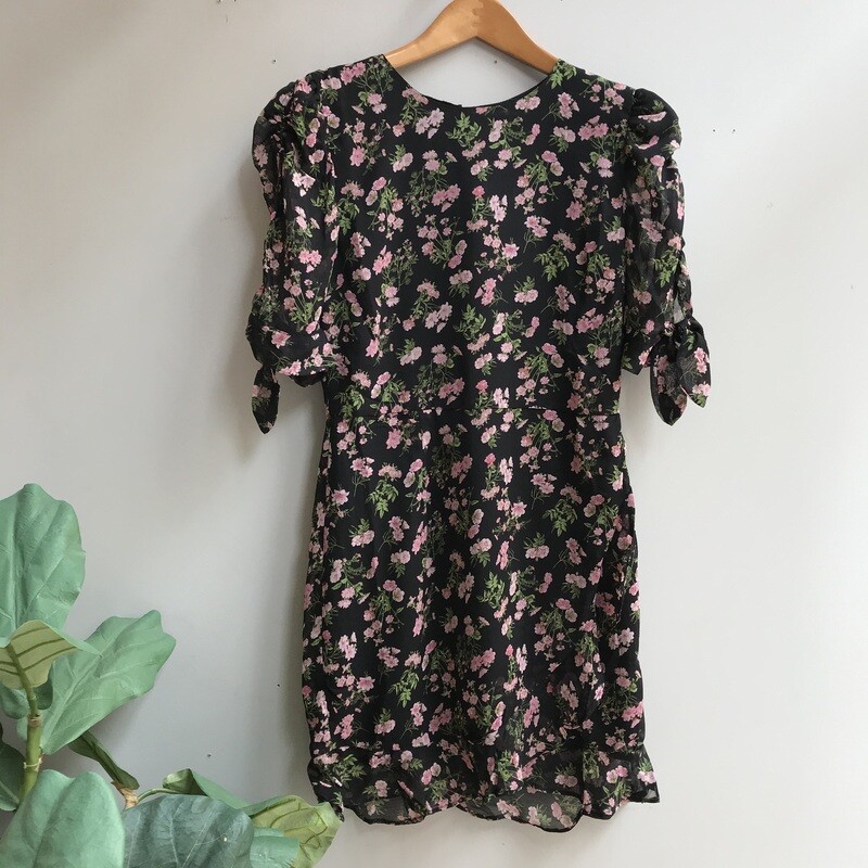 Black Floral Ruffled Dress