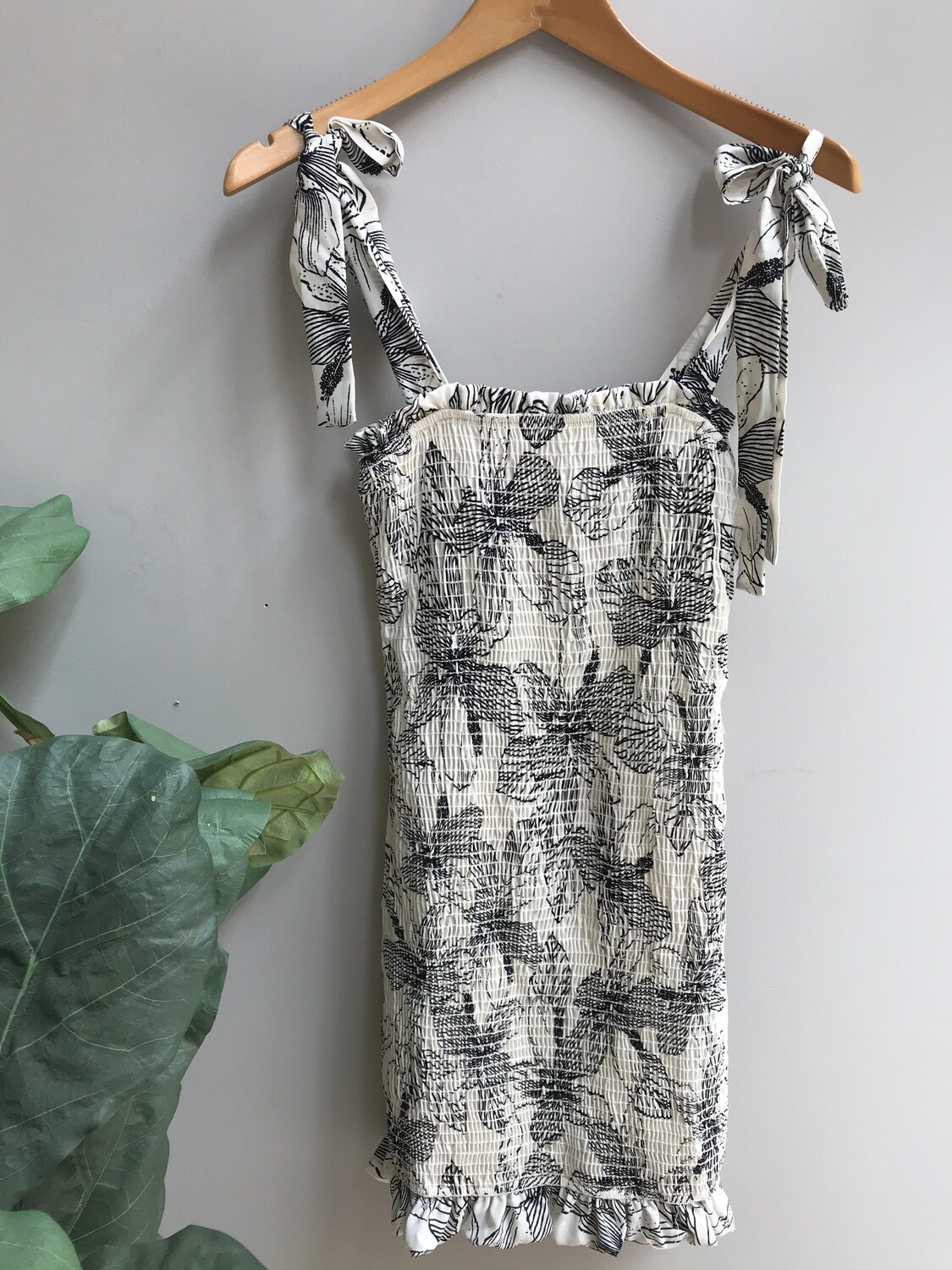 Floral Tie Strap Smocked Dress