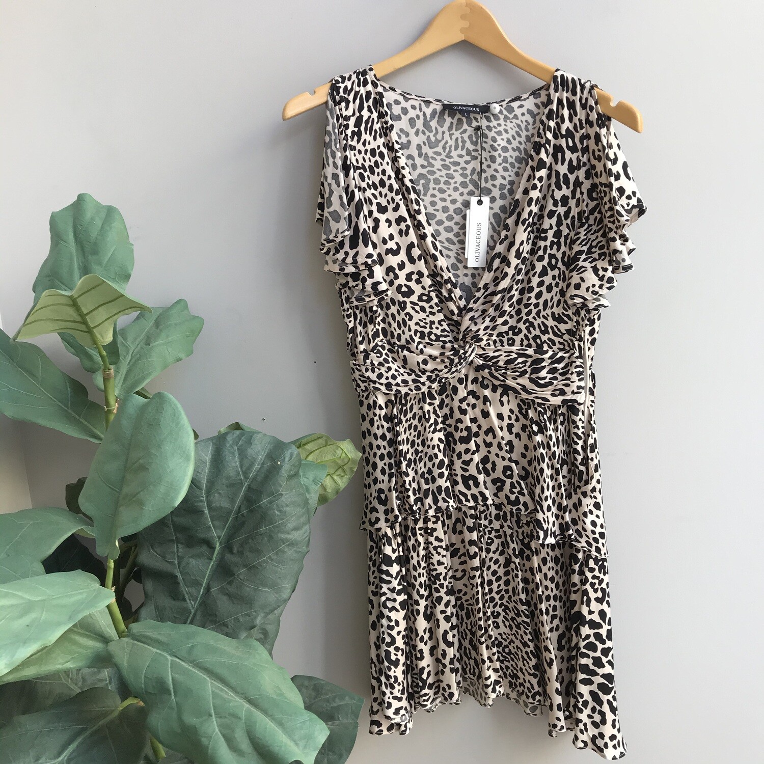 Cream Leopard Ruffle Play Dress
