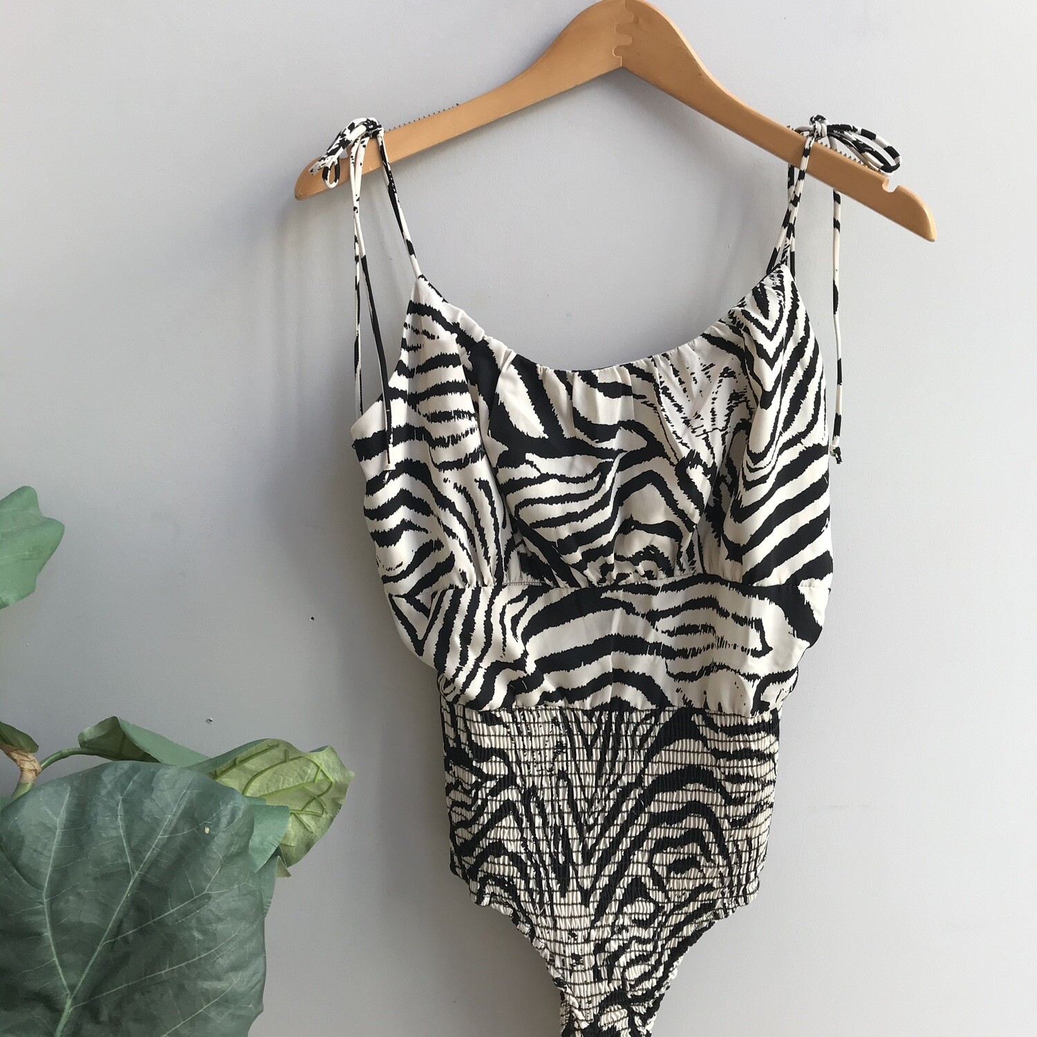 Zebra Shoulder Tie Bodysuit