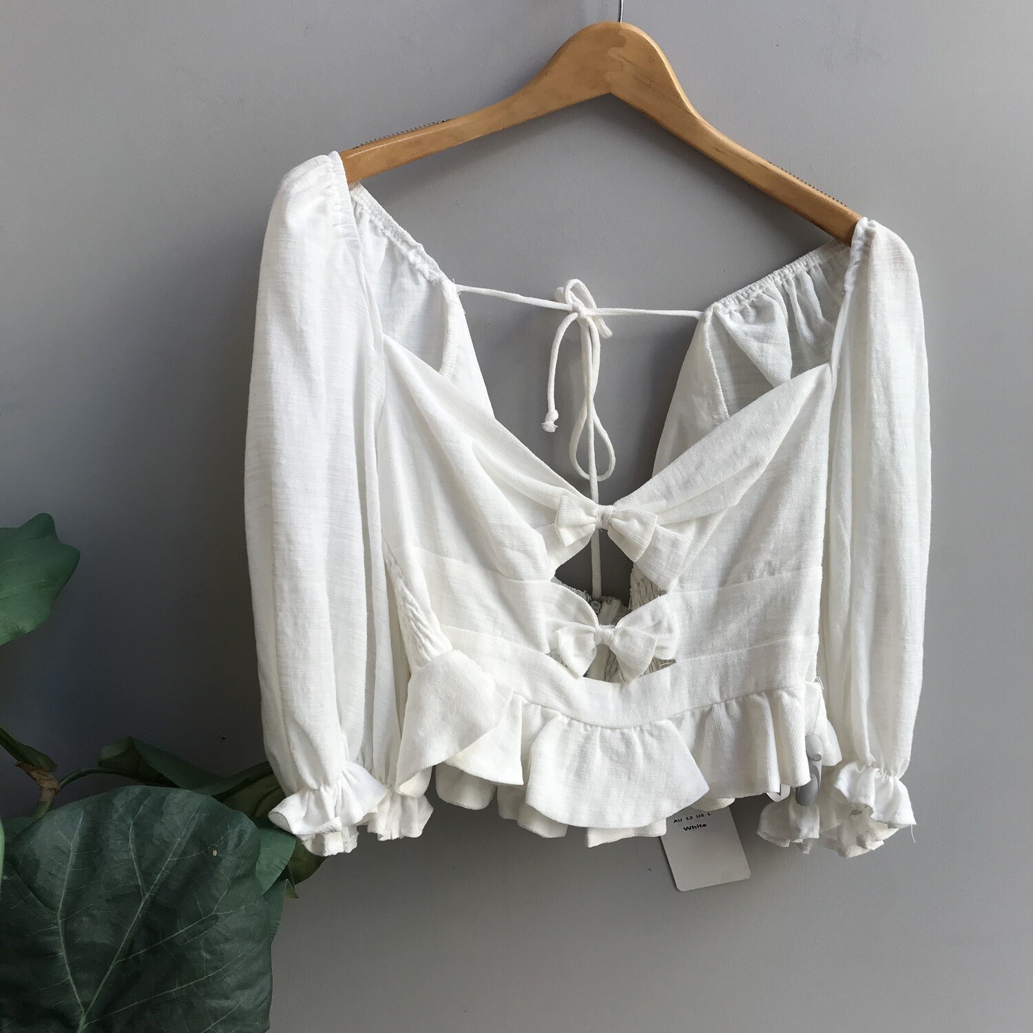 Linen Puff Sleeved Crop Top