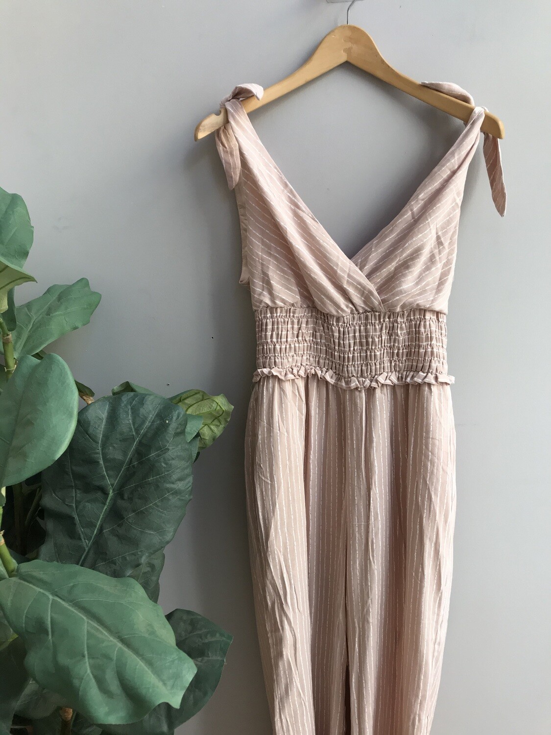 Tess Shoulder Tie Striped Jumpsuit