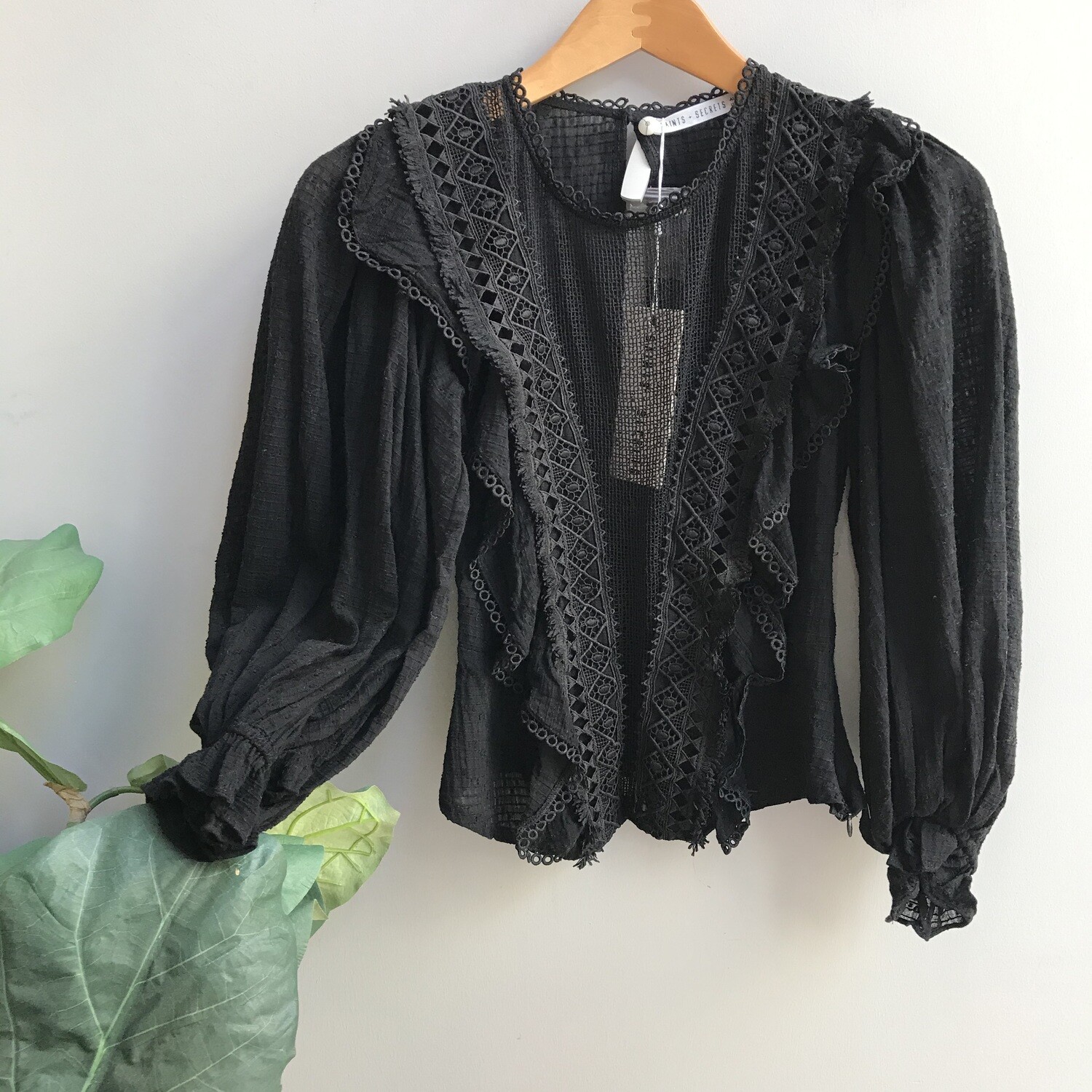 Deep V Mesh Puff Top