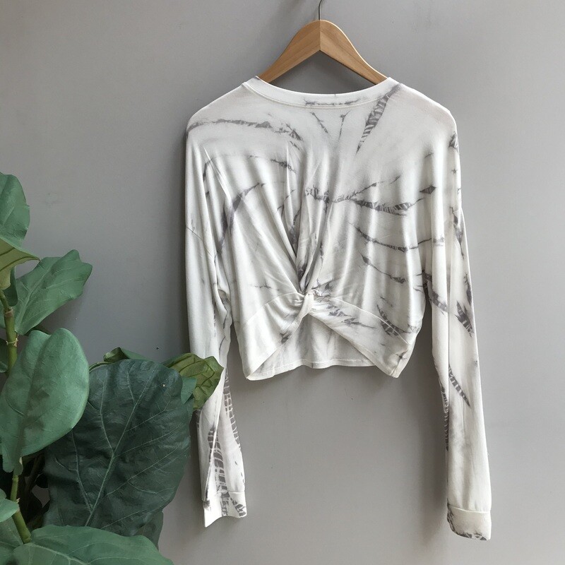 Marble Tie-Dye Twisted Front Cropped Pullover