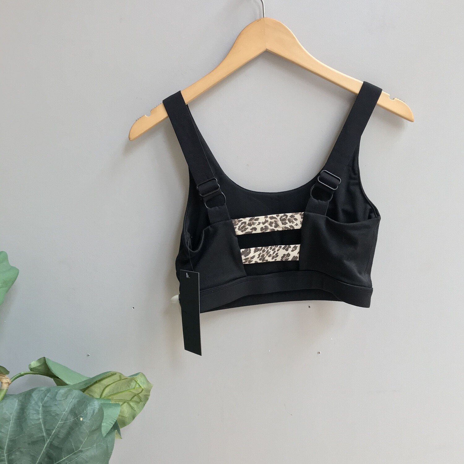 Snow Jaguar Print Striped Sports Bra