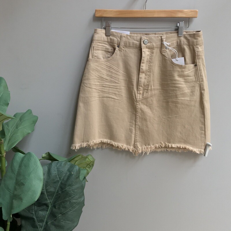 Frayed Hem Color Skirt