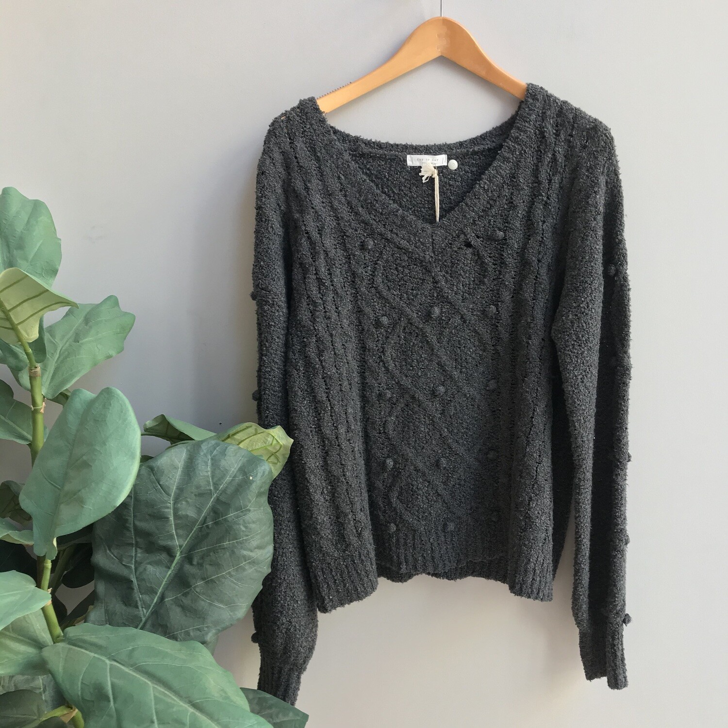 Popcorn Cable Knit Sweater