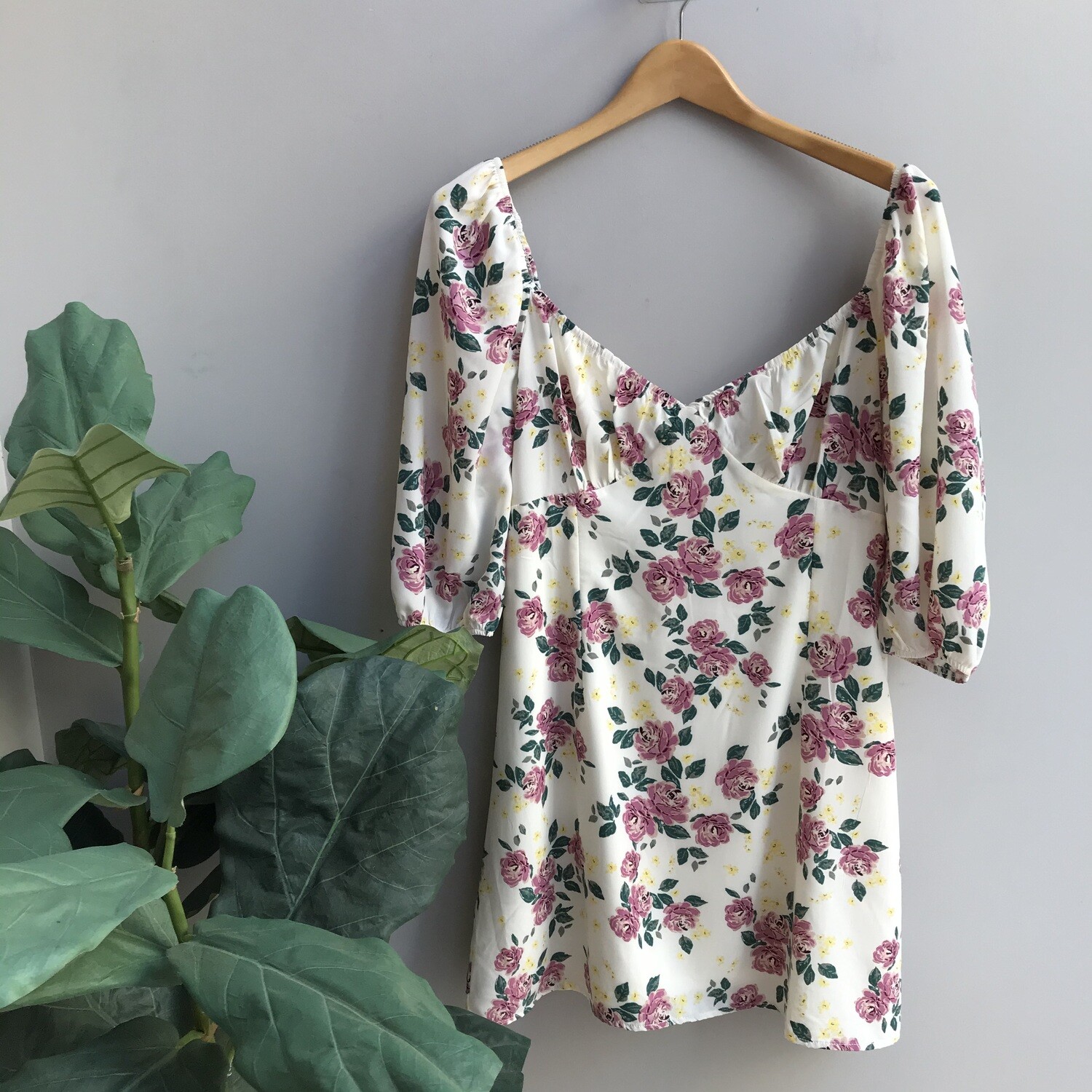 Flower Print Sweetheart Dress