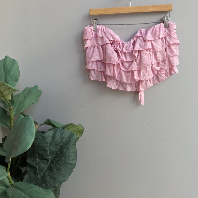 Back Lace Ruffle Tube Top