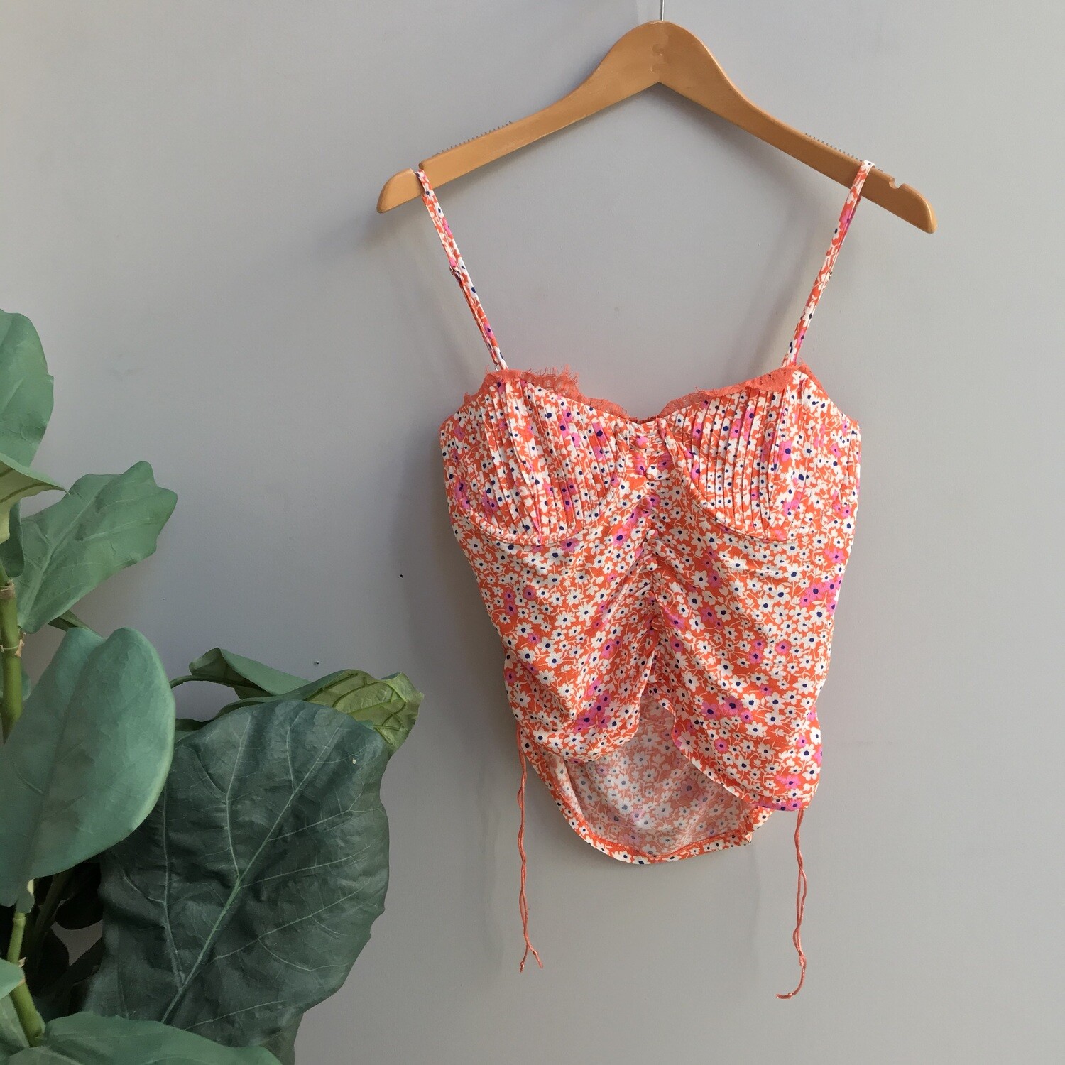 Floral Print Eyelet Top