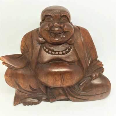Wood Laughing Buddha