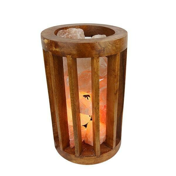 Pink Himalayan Salt Cylinder Basket Lamp