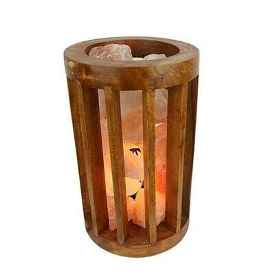 Pink Himalayan Salt Cylinder Basket Lamp