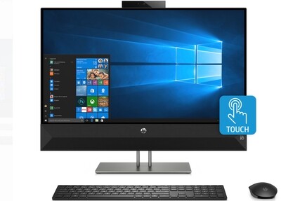 HP Pavilion 27 All-in-One PC 27" Touchscreen, AMD Ryzen 5 2600H, AMD Radeon Vega 8 Graphics, 1TB HDD, 8GB SDRAM, Wireless Mouse and Keyboard, FHD Privacy Webcam, 27-xa0013w