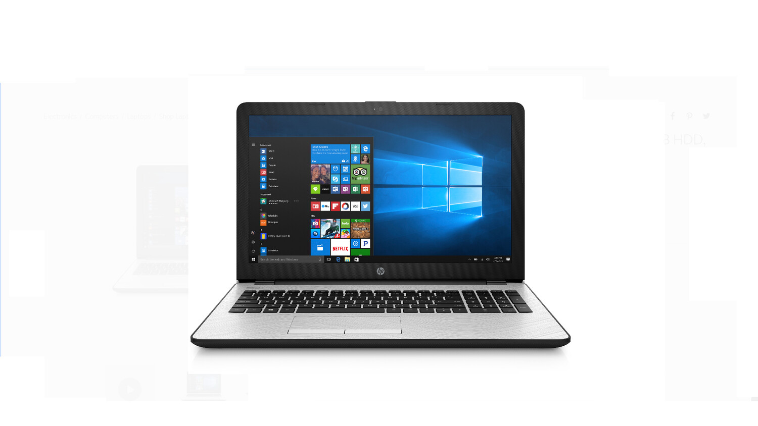 HP 15 Laptop 15.6", Intel Core i3, 4GB SDRAM, 1TB HDD, Natural Silver, 15-bs031wm
