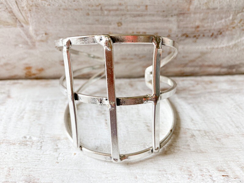 Brazalete latón cradrícula plateado