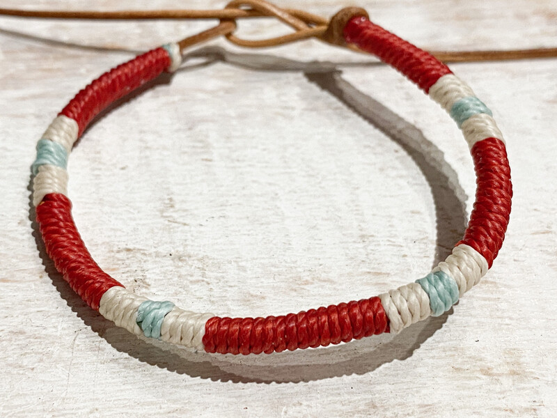 Pulsera cuero mujer rojo